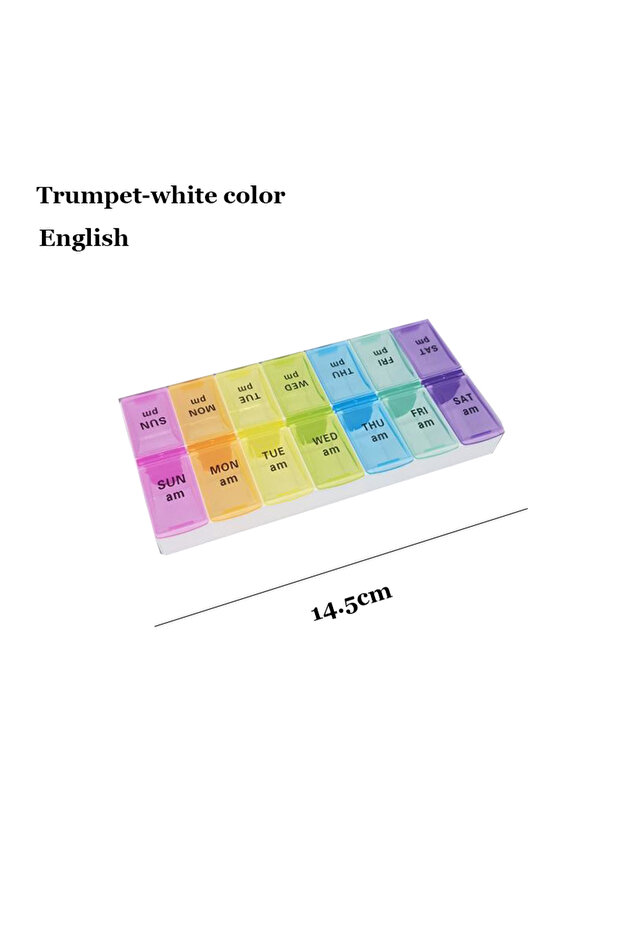 Trumpet-WHITE COLOR Shunshi Weekly Pill Organizer with Am/Pm Compartments Travel Pill Boxes 7 Day 2