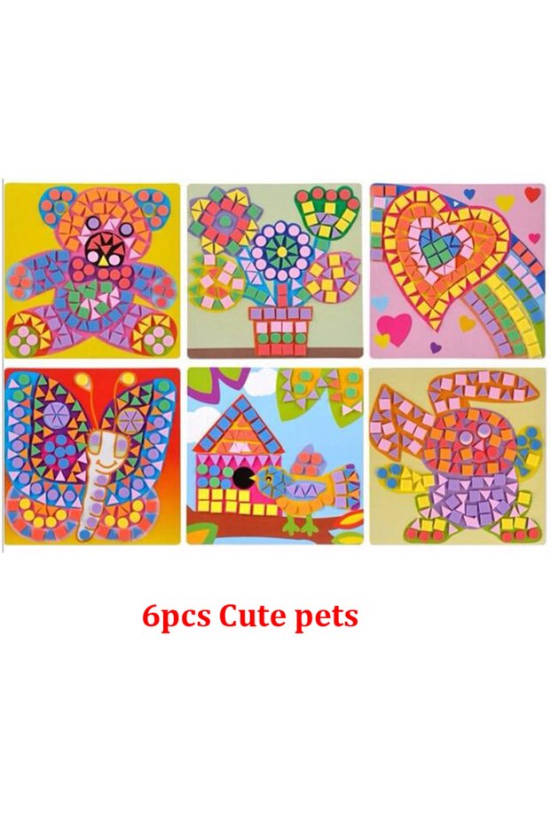 6pcs cute pet 6PCS/Set 3D Kids EVA Sticky Mosaics Puzzle DIY Foam EVA Stickers Handmade Art Cartoon