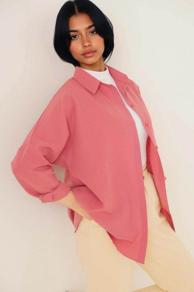 Women's Oversize Hijab Shirt Dusty Rose 1051