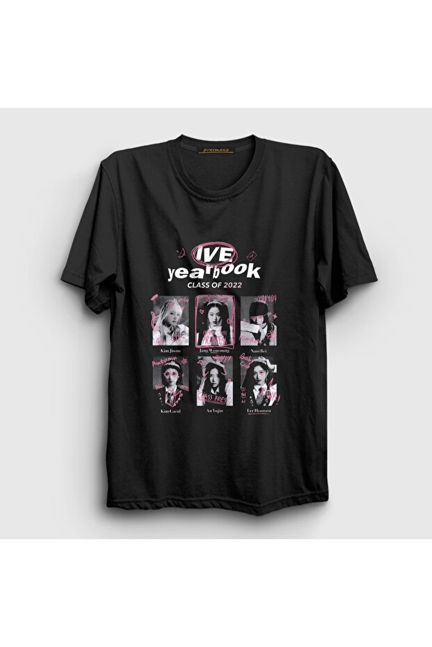 تي شيرت أسود للجنسين من Class Yearbook K-Pop IVE 612015tt