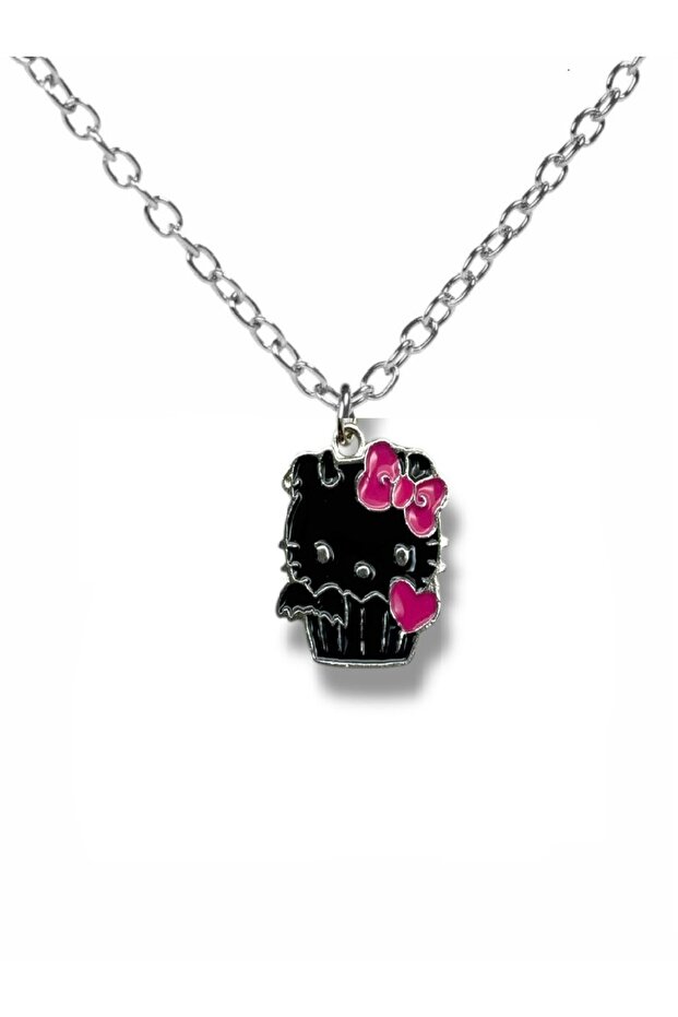 Dark Angel Hello Kitty Figured Necklace – Gothic and Cute Jewelry with 60 cm Chain