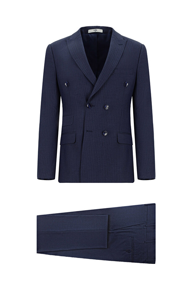 7 Drop Super Slim Fit Extra Slim Fit Striped Double Breasted Suit