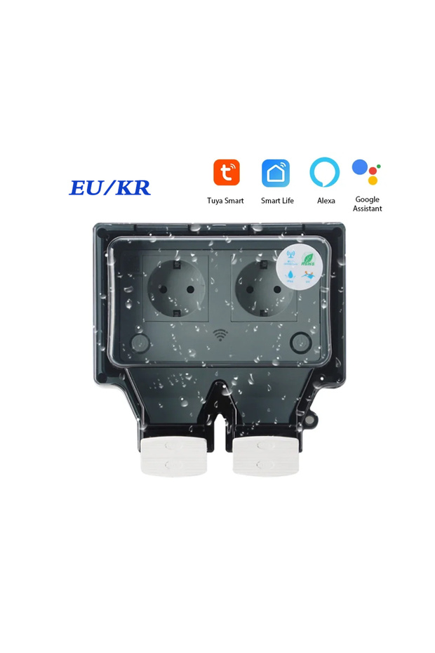 مقبس حائط كهربائي مقاوم للماء من Tuya مزود بمؤقت ومؤقت مع خاصية WIFI-Dual-EU-KR EU FR KR IL IP66