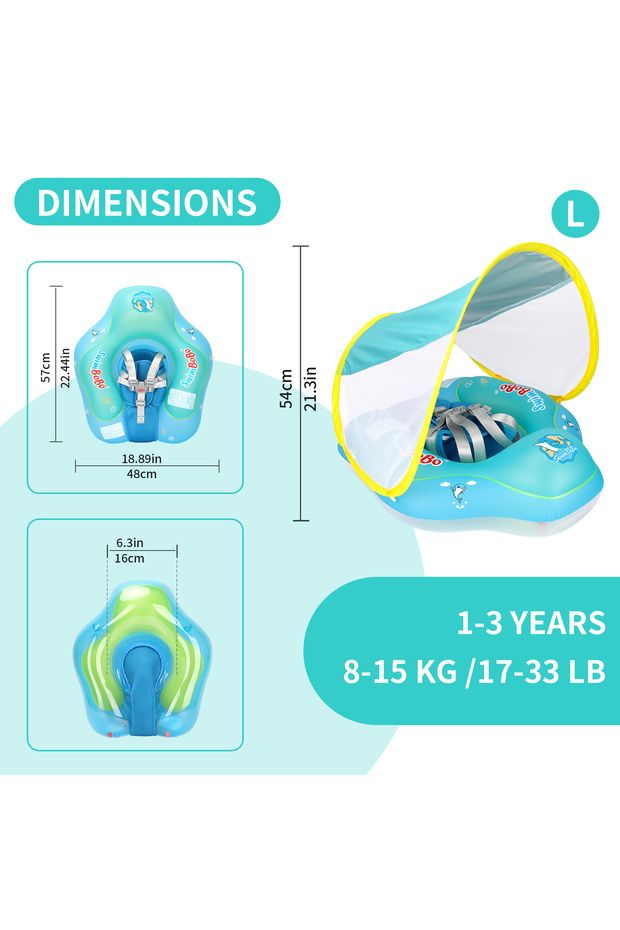 BO5029Pro-L Swimbobo New Upgrade Baby Swimming Pool Float With Canopy Inflatable Infant Floating Rin