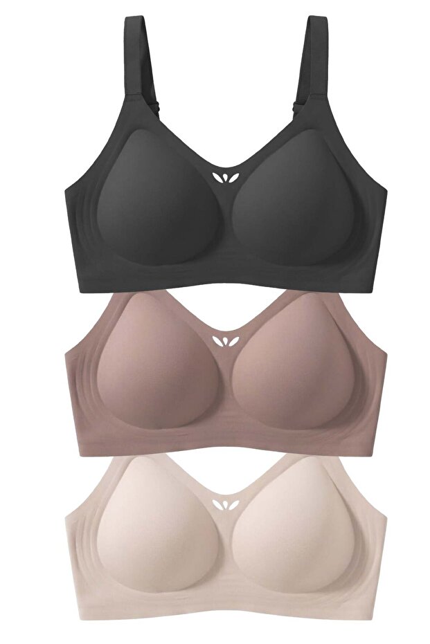 Cottonhill Seamless Bra - Ease | Lazer Kesim Balensiz Dekolteli Dikişsiz Kadın Sütyen 3'lü Paket