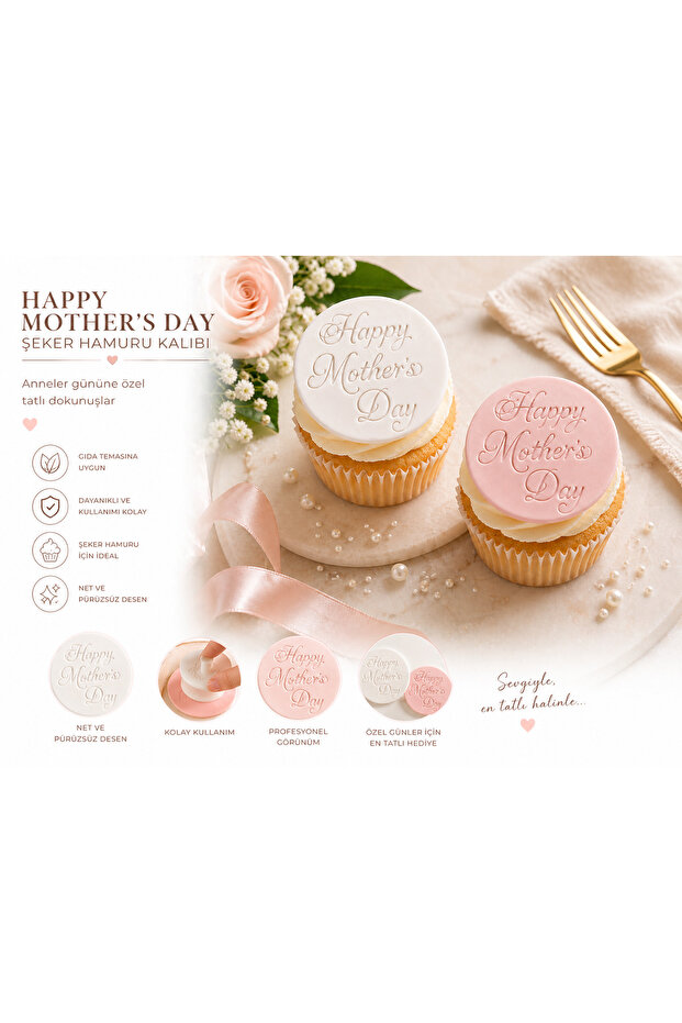 Happy Mother's Day Sugarcraft Mold – Cake, Cupcake, and Cookie Stamp Model | For Special Day Designs