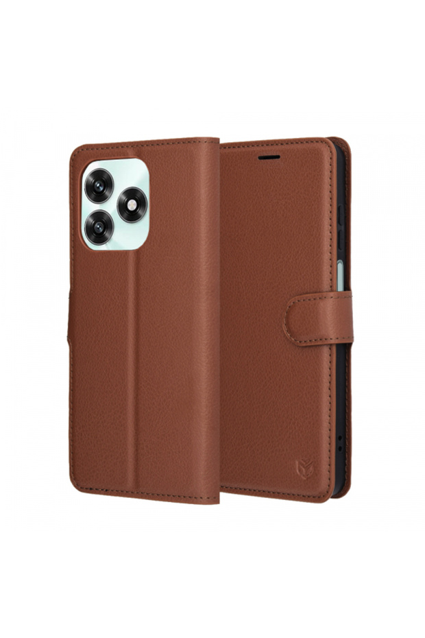 Case for Honor X5c Plus, Techsuit, Leather Folio, Brown