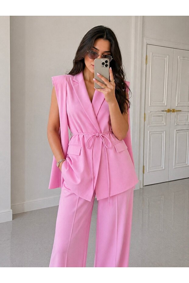 Tie-Up Vest Trousers Blazer Suit