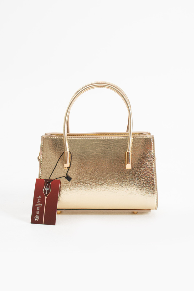 Gold Detailed Fixed Strap Petra Women's Crossbody Bag Gold