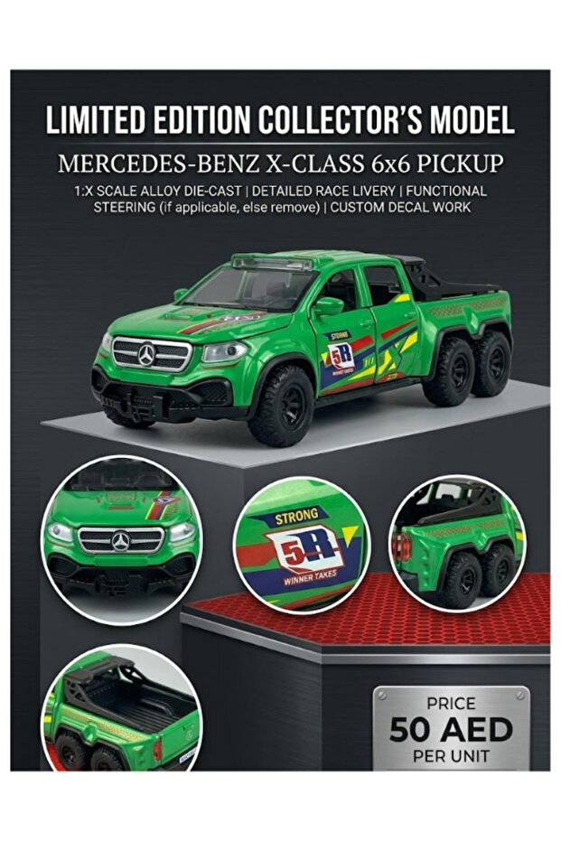 1:32 Scale Mercedes-Benz X-Class 6x6 Toy Car | White Color Diecast Model | Pull Back Action Off-Road Truck