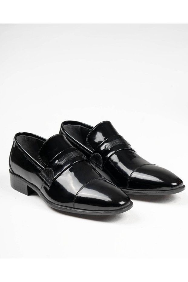Italian Style Internal and External Natural Patent Leather Men's Shoes 2778 Black T14568