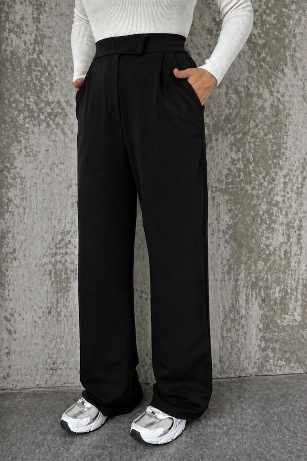 Women's Lycra Velcro Closure Navy Blue Palazzo Pants