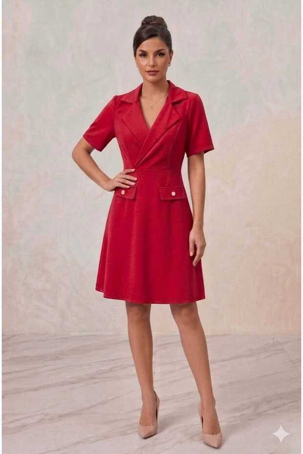 Half Sleeve Flared Dress