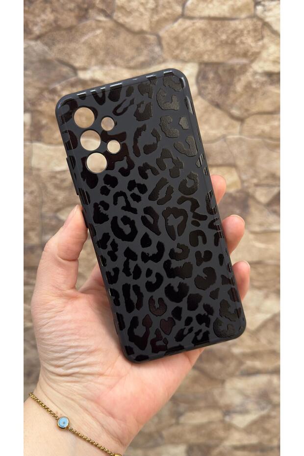Samsung Galaxy A32 Compatible Leopard Patterned Silicone Shock-Absorbing Classic Protective Rubber Case