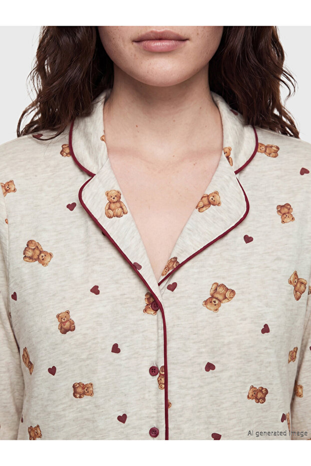 Teddy Bear Patterned Maternity Pyjamas Set - 3