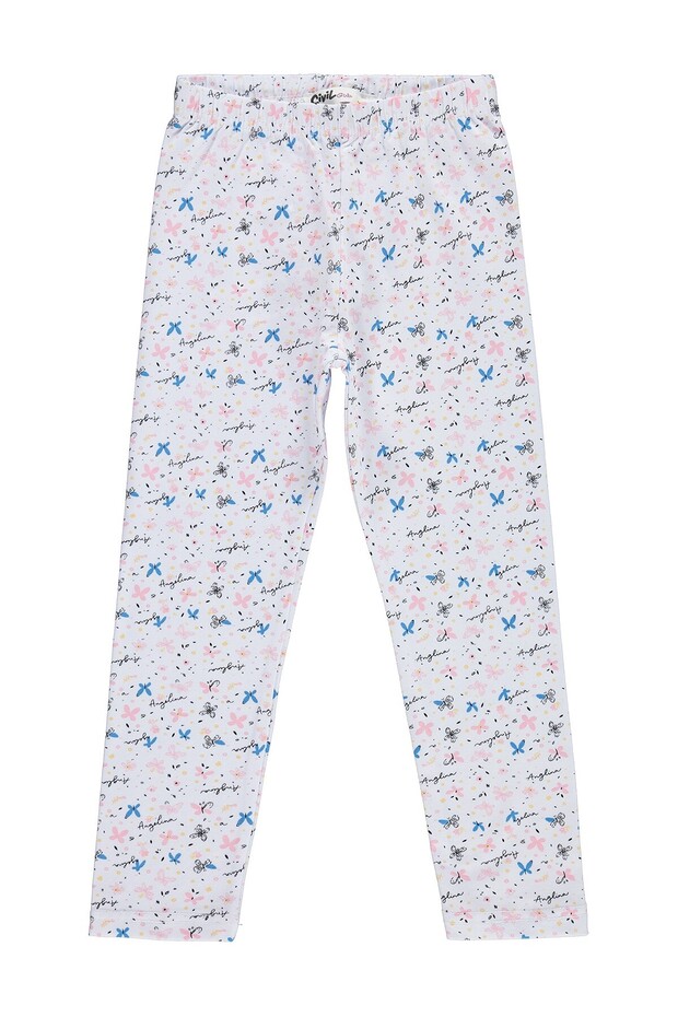 Butterfly Patterned Tights for 6-9 Years Old - Off-White