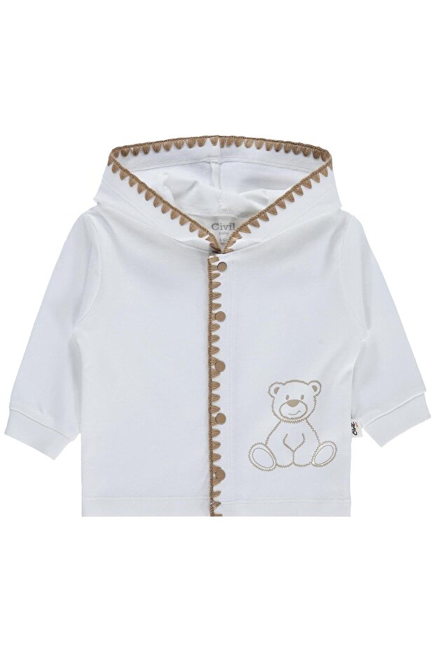 Sitting Sweet Bear Printed Cardigan for 3-18 Months - Ecru