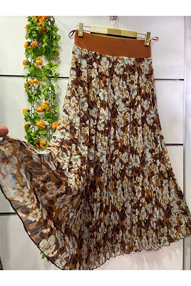 Chiffon Patterned Bohe Chan Skirt with Lining