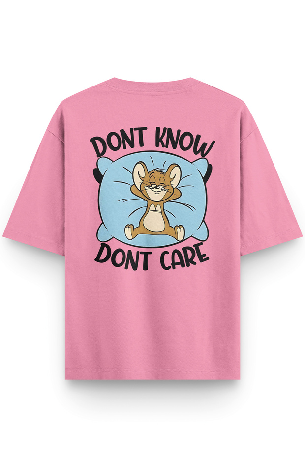 Women's / Men's Semi Oversize T-Shirt Cat Back Print Pink T-Shirt 1381