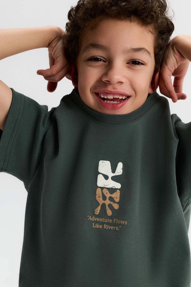 Nk Boy's Printed Short Sleeve Crew Neck T-Shirt 4-8 Years Green