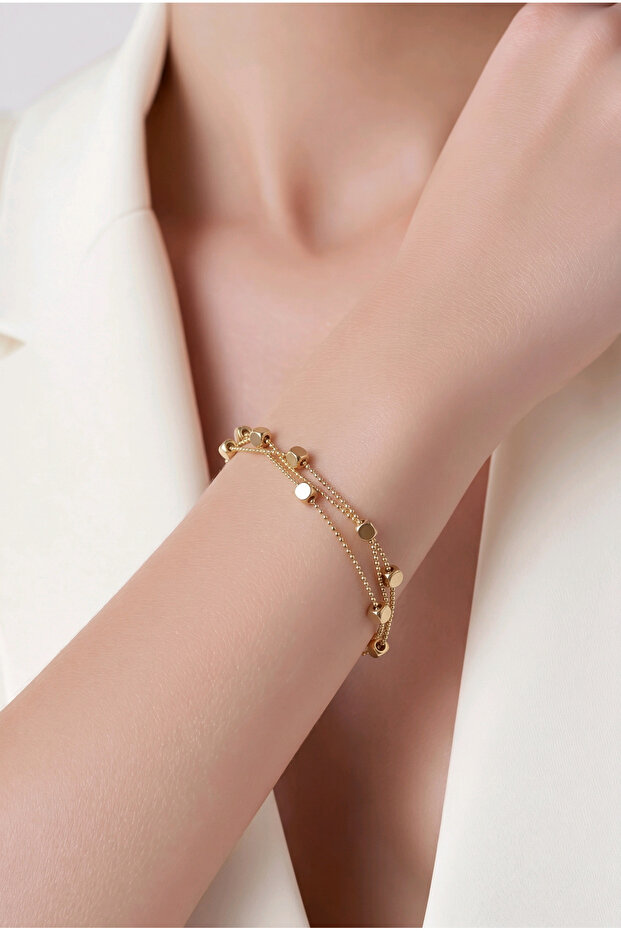 Gold Color Square Dorica Model 3-Piece Steel Bracelet