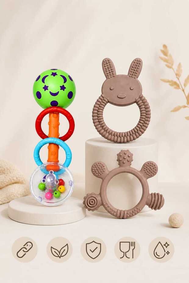 3-Piece Rattle Teether Set