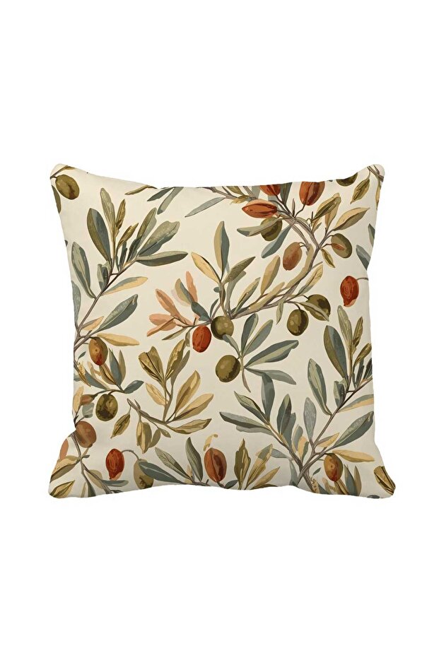 Olive Branch Patterned Kitchen and Balcony Decorative Cushion Cover - 43*43 cm Double-Sided Printing