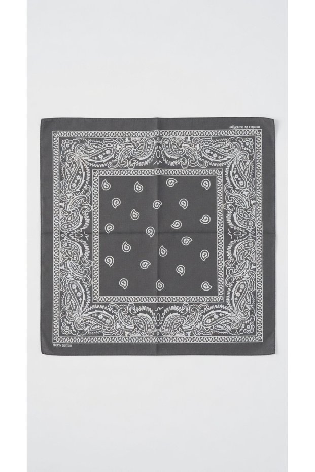 Unisex Gray Shawl Patterned Bandana | Daily Hair Accessory, Neck Gaiter, and Outdoor Scarf