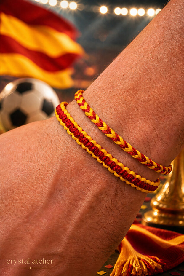 Macrame 2-Pack Yellow Red Fan Bracelet