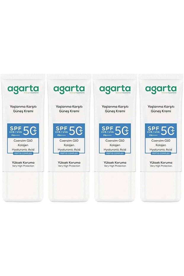Anti-Aging Collagen Supported Spf+50 Factor Facial Sunscreen 50 ml (Set of 4)