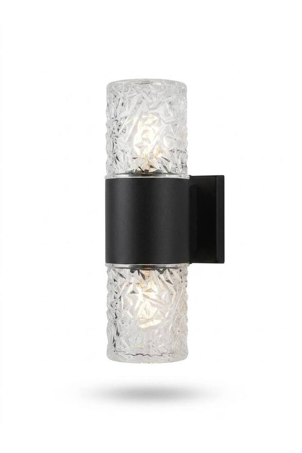 Aluminum Body Twin Outdoor Wall Lamp with Real Glass 2Xe27