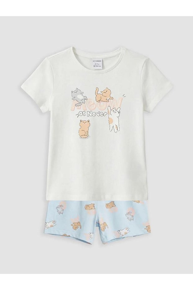Crew Neck Girls' Shorts Pajama Set (S6)