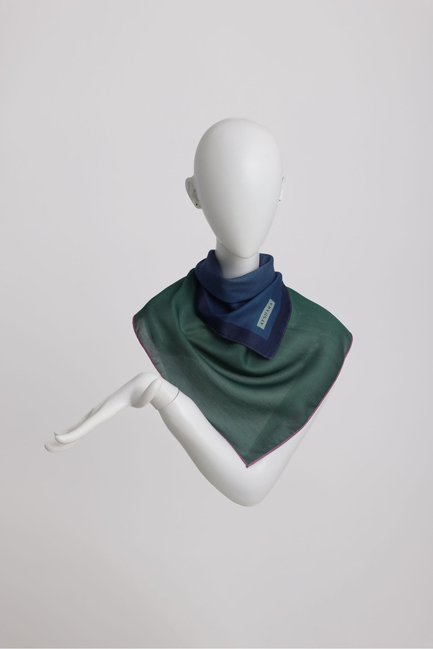 Ahenk Gradient Patterned Double-Sided Scarf - Blue Green Pink