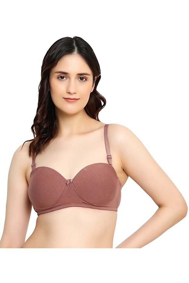 Women's Teens Girls Bra Strapless Cotton Lycra Stretch Seamless Medium Coverage Soft Padded Wire-Free Removable Straps