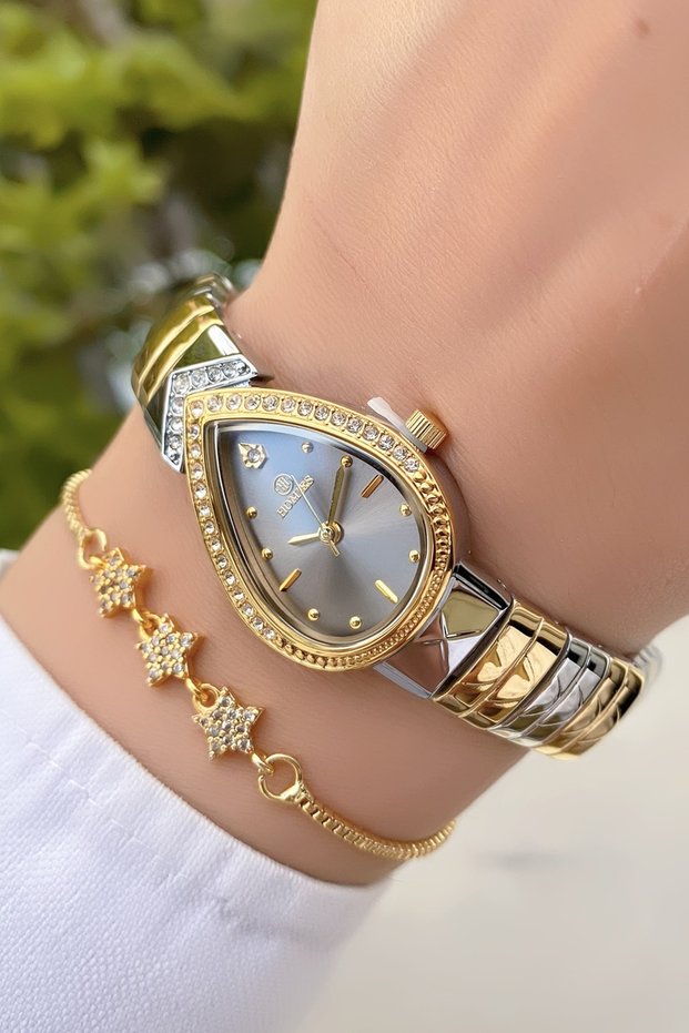 Special Boxed Steel Women's Wristwatch Gold Silver Color 2 Years Warranty Bracelet Gifted Hm6Hdc2