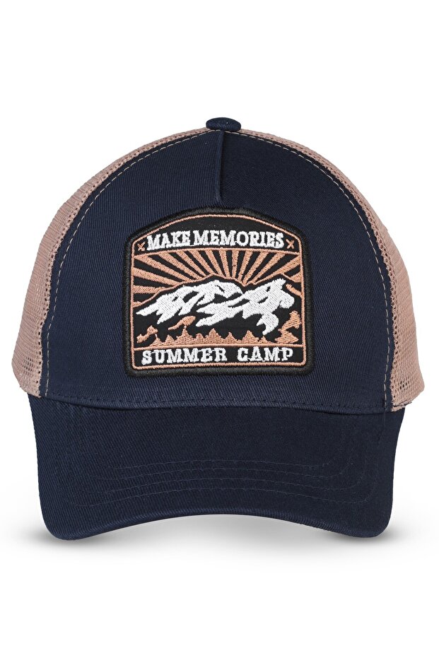 Summer Camp Embroidery 6-9 Years Old Children's Boys Cap Hat - Navy Blue
