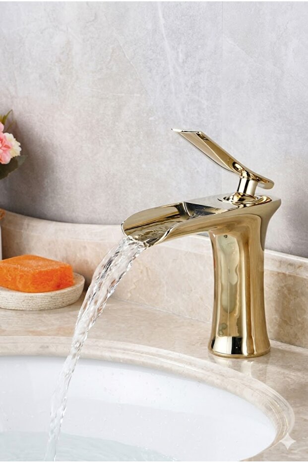 Waterfall Gold Sink Faucet