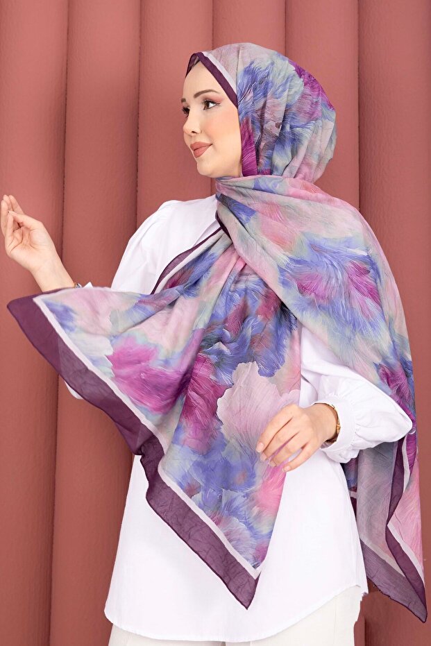Elsa Floral Shawl Series Plum