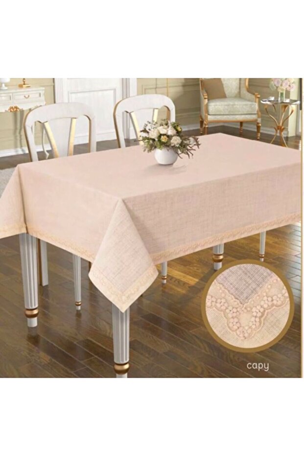 Tablecloth – Dertsiz 12-Person Single Tablecloth Dowry Gift Box Dertsiz Stain-Resistant Garden Linen