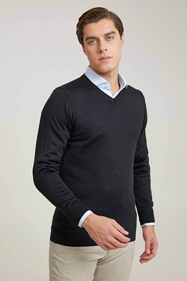 سترة Ds Damat Regular Fit سوداء محبوكة عادية