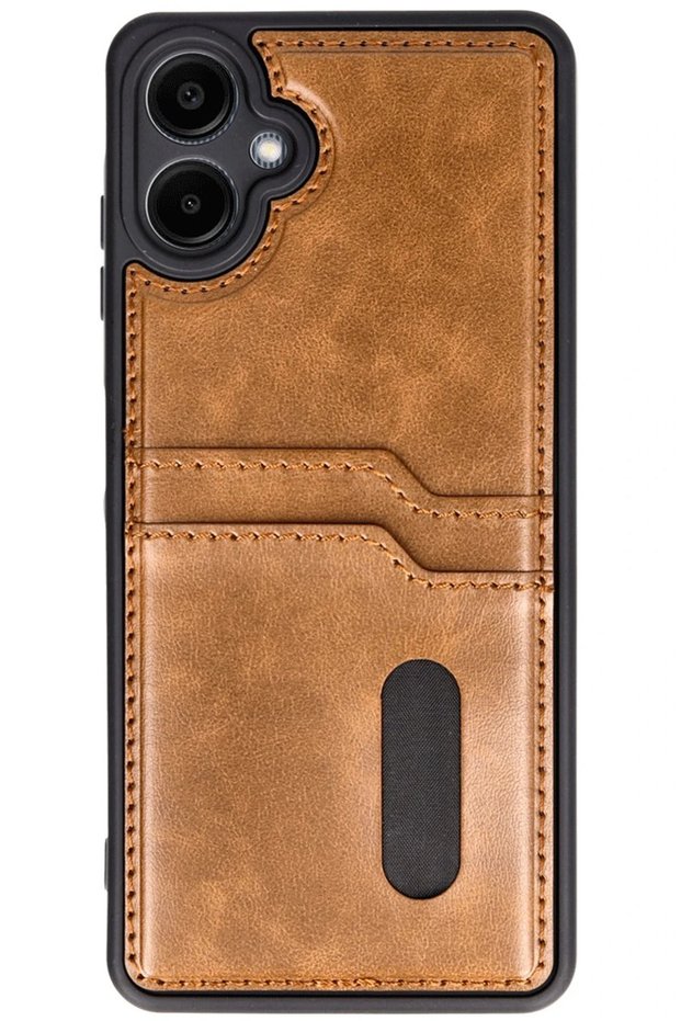 Ilkeshop New Galaxy A06 Case Sara Leather Case with Business Card Holder (175842) - Tan