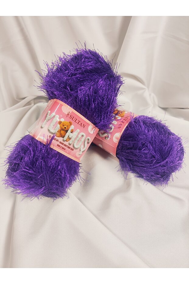 Yumoş Bearded Bright Purple Hand Knitting Yarn 100Gr. (2 Pieces) - Color: 377