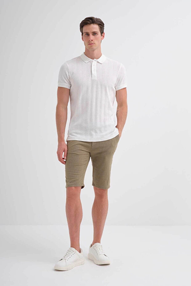 Regular Fit White Men's Polo Neck T-Shirt 41020