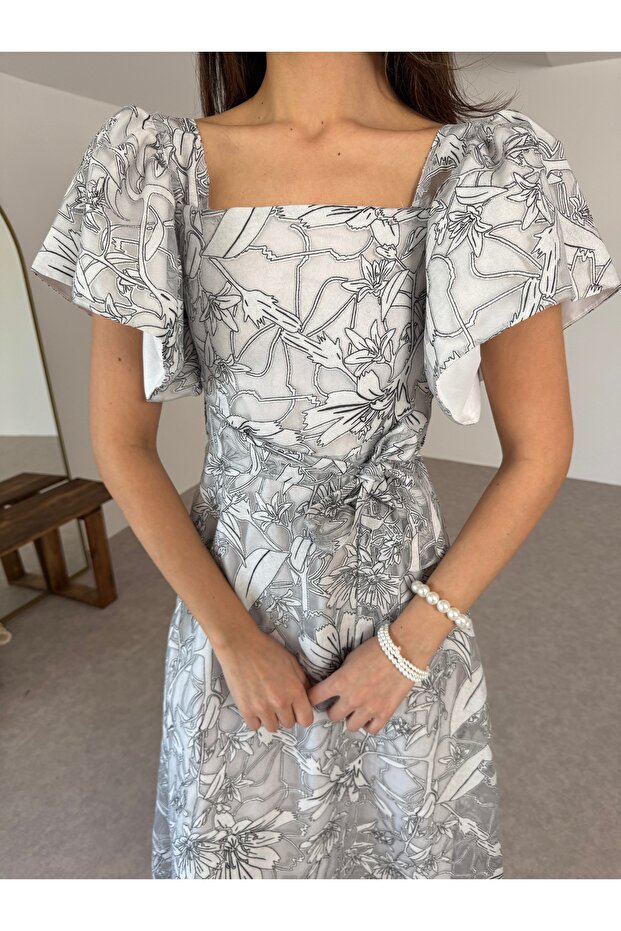 Rochie din tul jacquard - 5