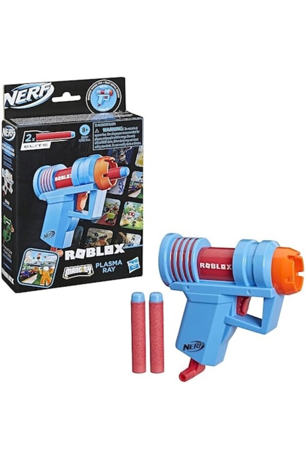 Blaster Roblox MicroShots Plasma Ray, compact, front-loading, fires 1 dart, Plastic, Blue