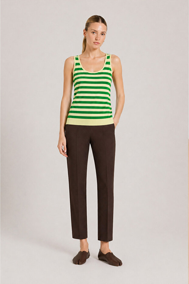 Lemon Yellow Green Striped Women's Undershirt