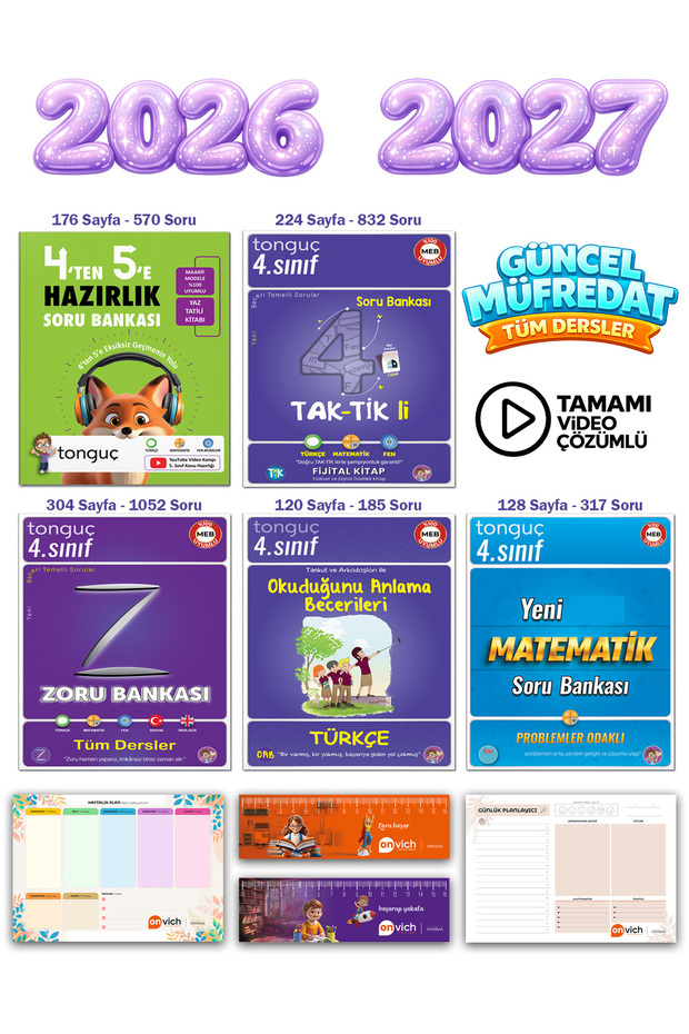 Tonguç Yayınları 5. Sınıf 4 ten 5 e Hazırlık Soru Bankası 4. Sınıf Şampiyon Yaz Tatili Tekrar Seti