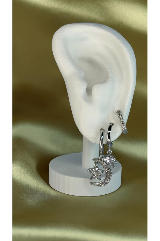 Moon Star Figured Zircon Stone Earring Set