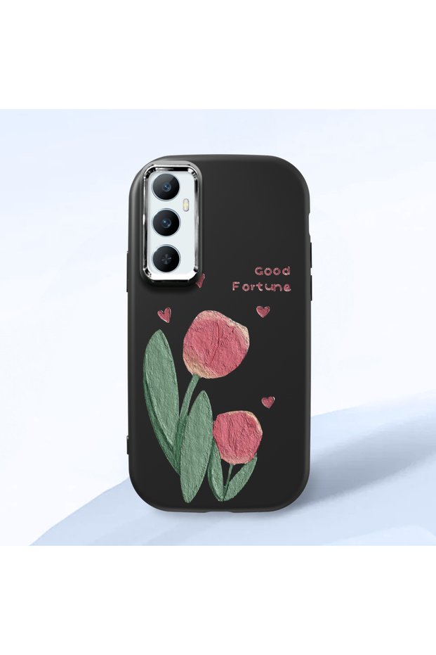 Realme C65 4g Compatible Shock-Absorbing Camera Protected Black Silicone Case