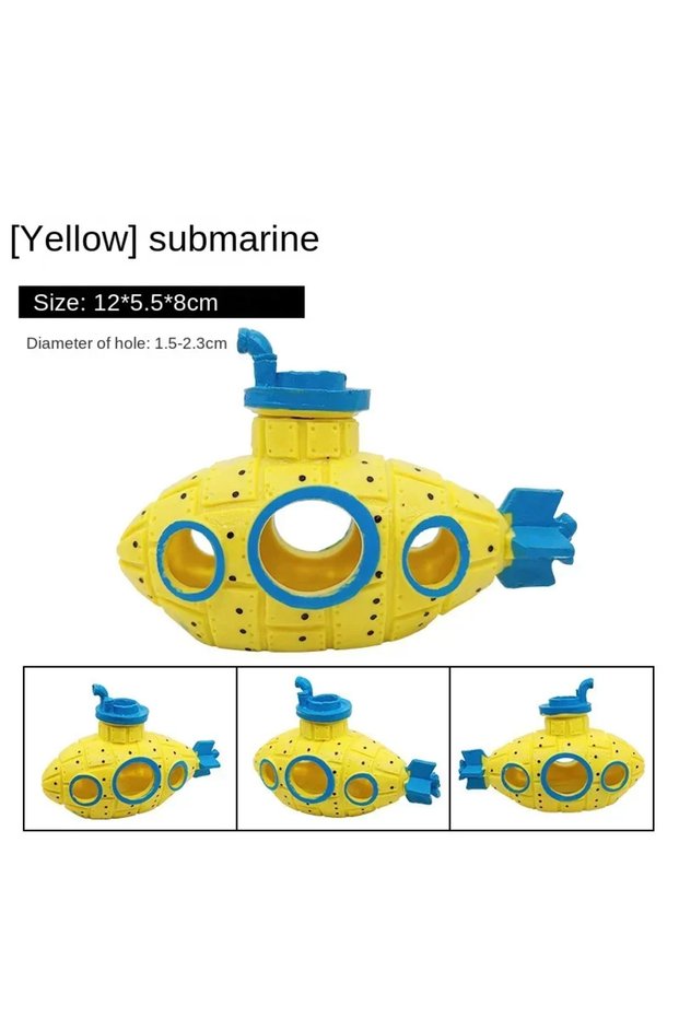 M Yellow Resin Submarine Ornaments Aquarium Fish Tank Decoration Fish Shrimp Shelter Cave Landscapi